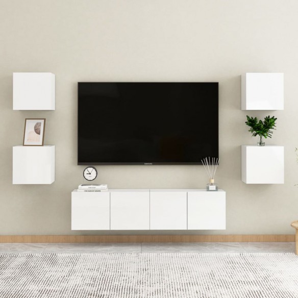 Meubles TV muraux 2 pcs Blanc brillant 30,5x30x30 cm