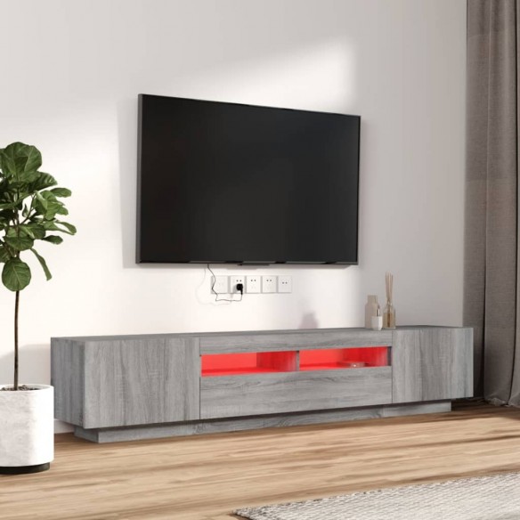 Ensemble de meubles TV avec lumières LED 2 pcs Sonoma gris