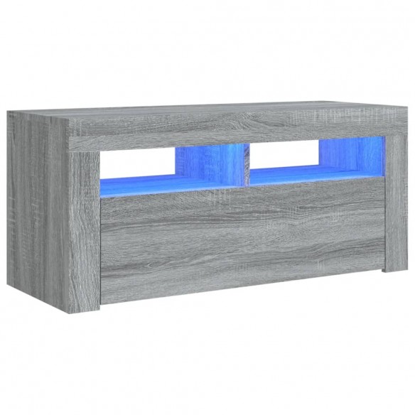 Meuble TV avec lumières LED Sonoma gris 90x35x40 cm