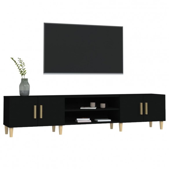 Meuble TV noir 180x31,5x40 cm bois d'ingénierie
