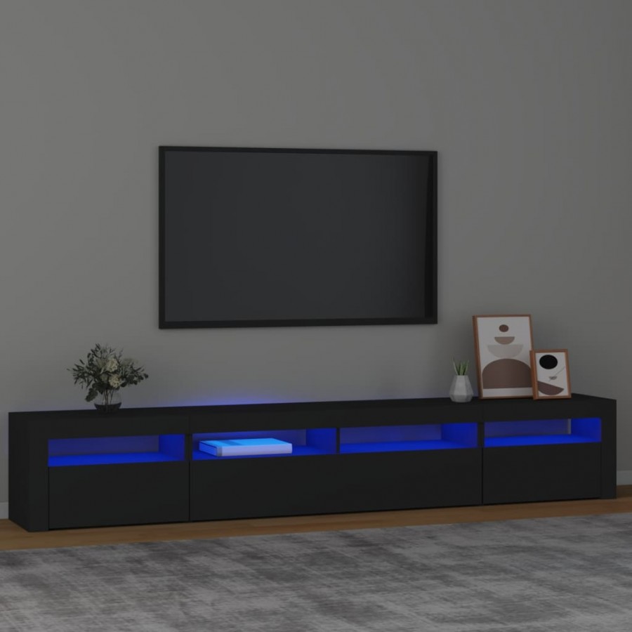 Meuble TV avec lumières LED Noir 240x35x40 cm