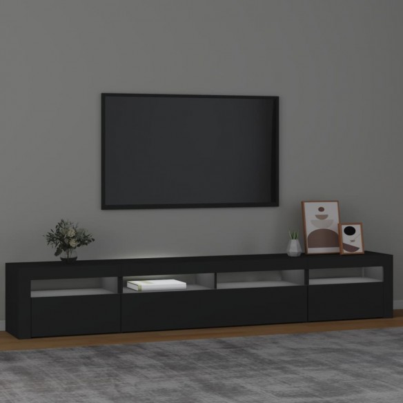 Meuble TV avec lumières LED Noir 240x35x40 cm