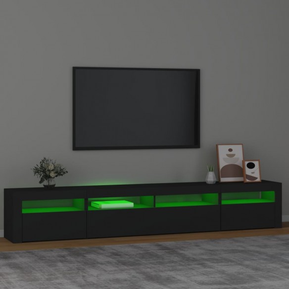 Meuble TV avec lumières LED Noir 240x35x40 cm