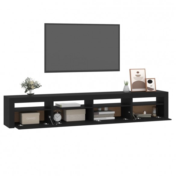 Meuble TV avec lumières LED Noir 240x35x40 cm