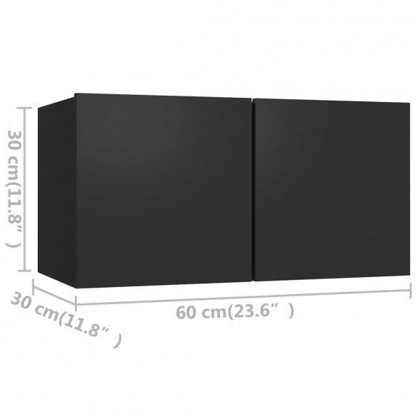 Ensemble de meuble TV 6 pcs Noir Aggloméré