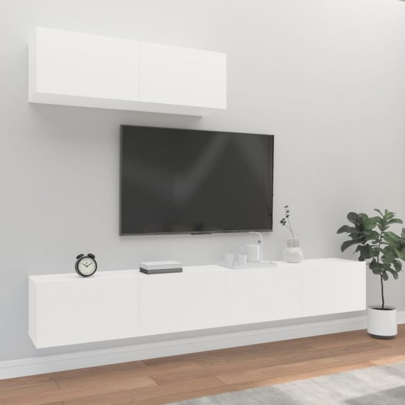 Ensemble de meubles TV 3 pcs Blanc Bois d'ingénierie