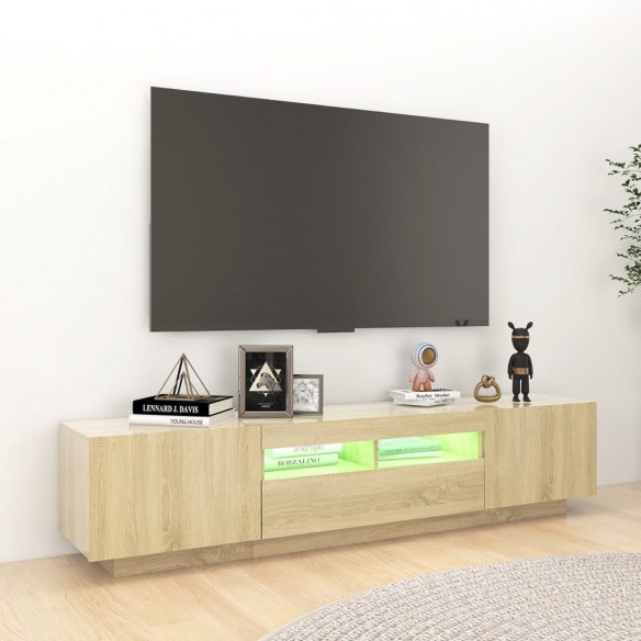 Meuble TV avec lumières LED Chêne sonoma 180x35x40 cm