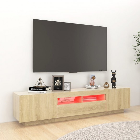 Meuble TV avec lumières LED Chêne sonoma 180x35x40 cm