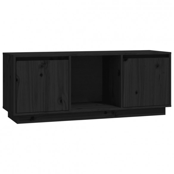 Meuble TV Noir 110,5x35x44 cm Bois de pin massif