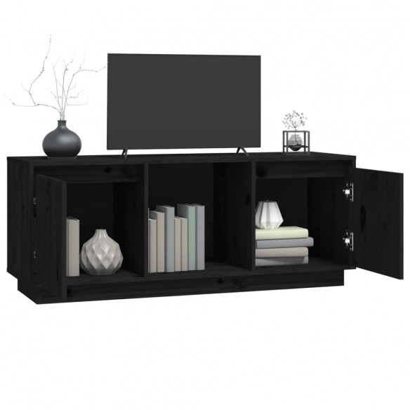 Meuble TV Noir 110,5x35x44 cm Bois de pin massif