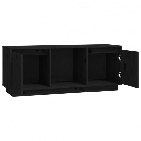 Meuble TV Noir 110,5x35x44 cm Bois de pin massif