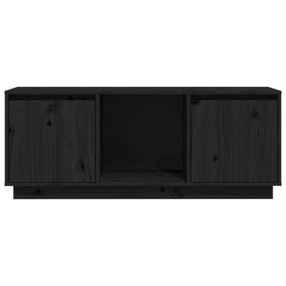 Meuble TV Noir 110,5x35x44 cm Bois de pin massif