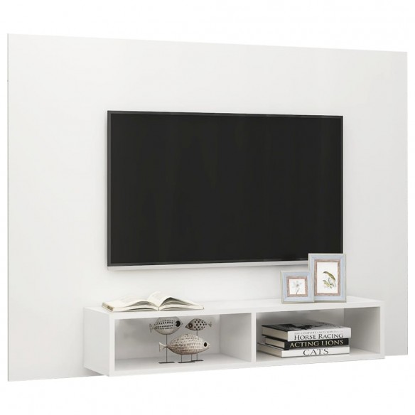 Meuble TV mural Blanc brillant 135x23,5x90 cm Aggloméré