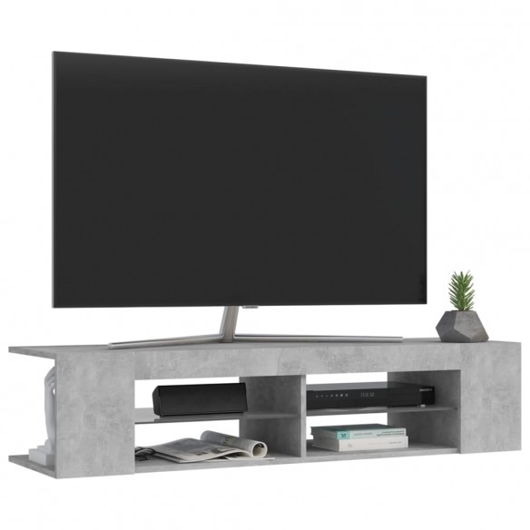 Meuble TV avec lumières LED gris béton 135x39x30 cm
