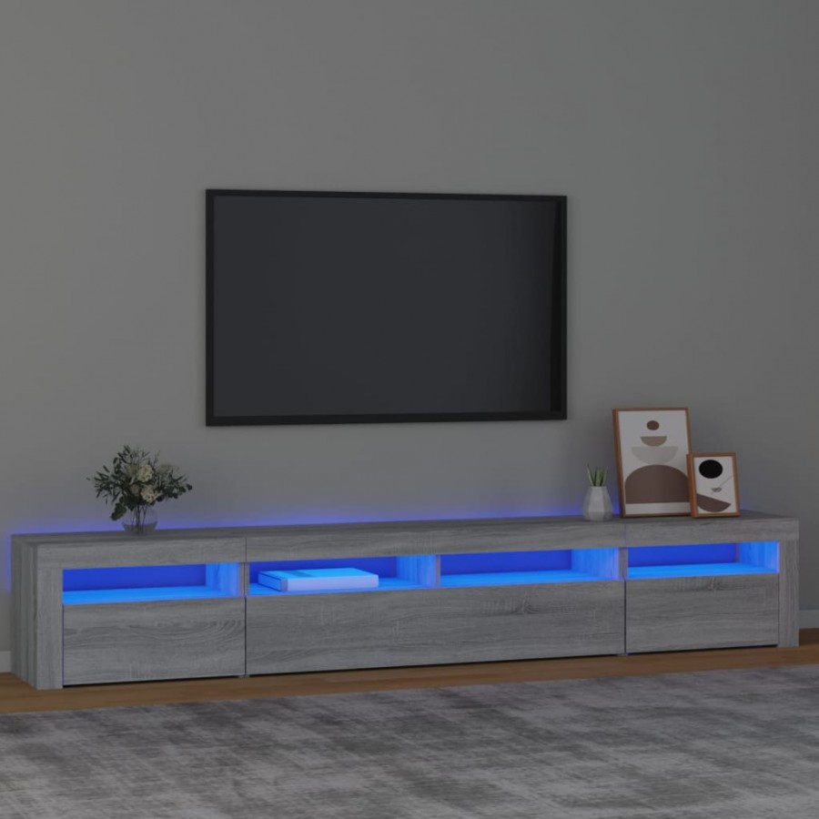 Meuble TV avec lumières LED Sonoma gris 240x35x40 cm