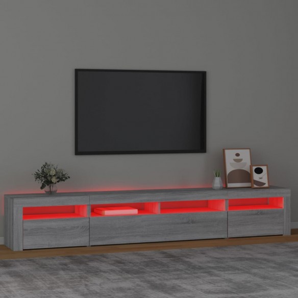 Meuble TV avec lumières LED Sonoma gris 240x35x40 cm