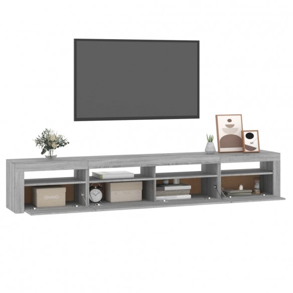 Meuble TV avec lumières LED Sonoma gris 240x35x40 cm