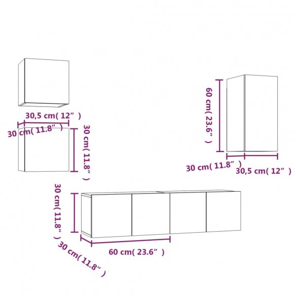 Ensemble de meubles TV 5 pcs Chêne fumé Bois d'ingénierie