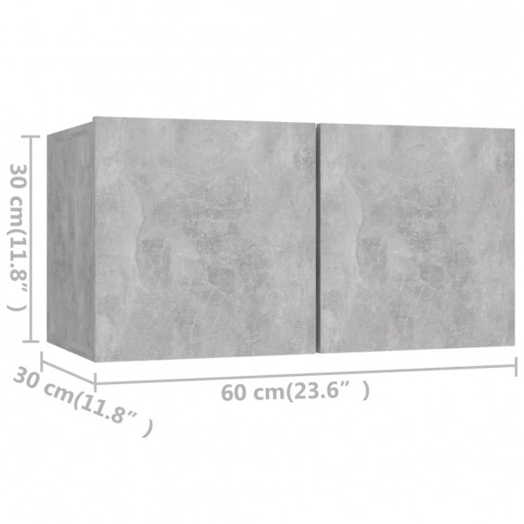 Ensemble de meubles TV 4 pcs Gris béton Aggloméré