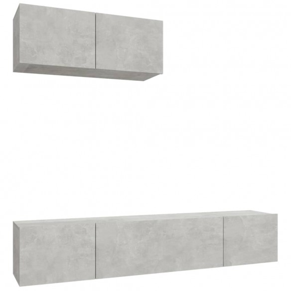 Ensemble de meubles TV 3 pcs Gris béton Bois d'ingénierie