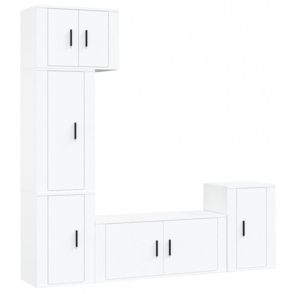 Ensemble de meubles TV 5 pcs Blanc Bois d'ingénierie