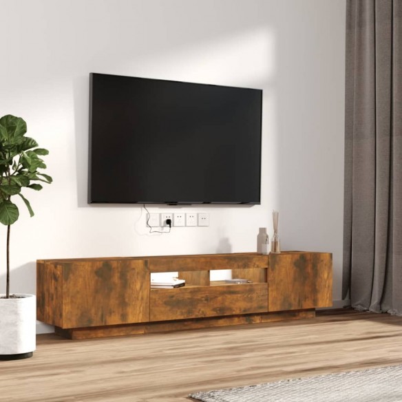 Ensemble de meubles TV avec lumières LED 2 pcs Chêne fumé