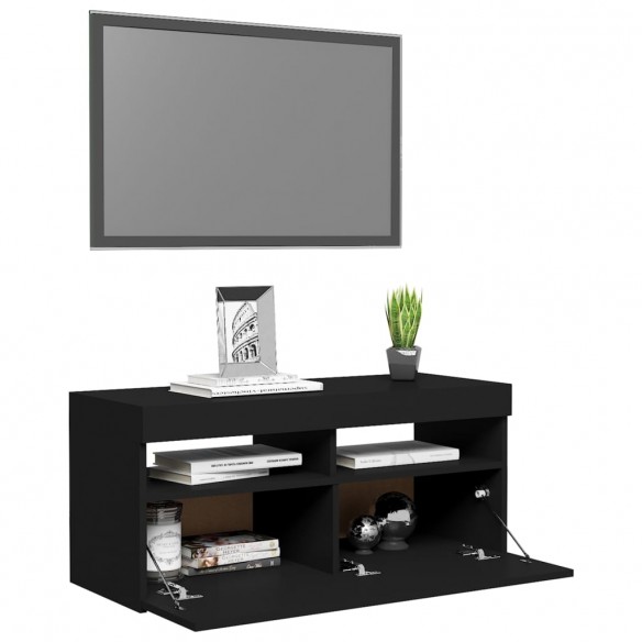 Meuble TV avec lumières LED noir 90x35x40 cm