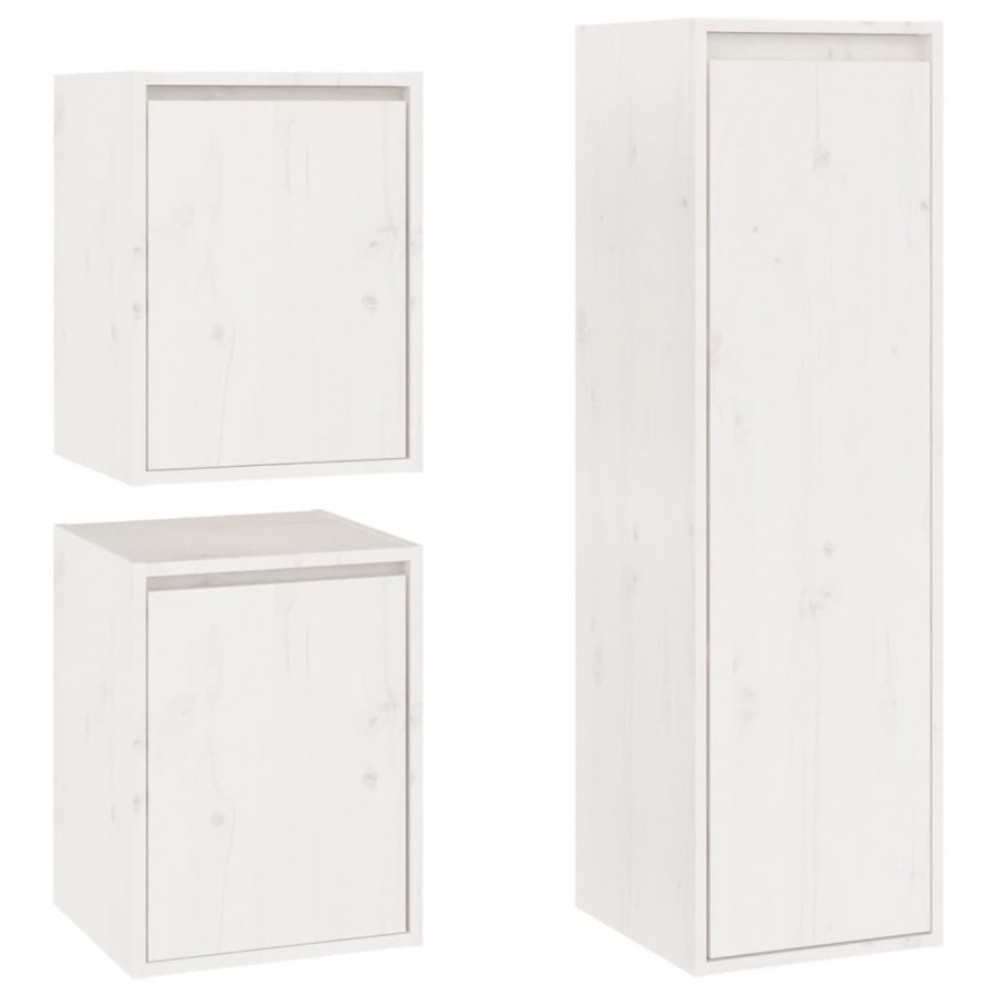 Meubles TV 3 pcs Blanc Bois massif de pin Meubles TV 3 pcs Blanc Bois massif de pin
