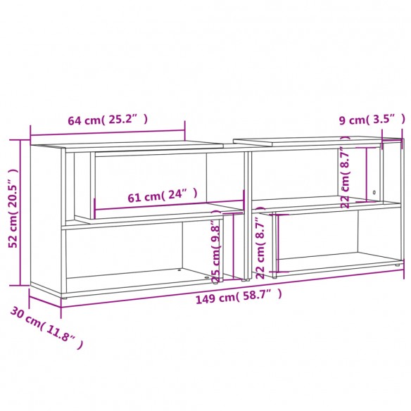 Meuble TV Chêne sonoma 149x30x52 cm Aggloméré