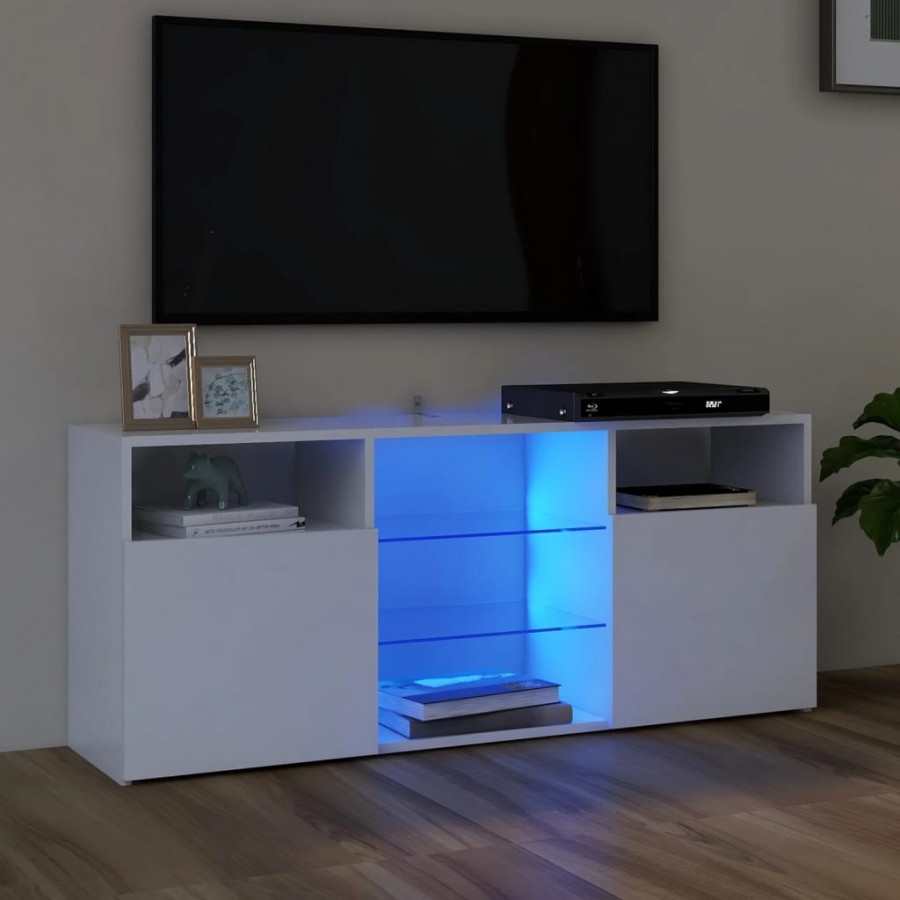 Meuble TV avec lumières LED blanc 120x30x50 cm