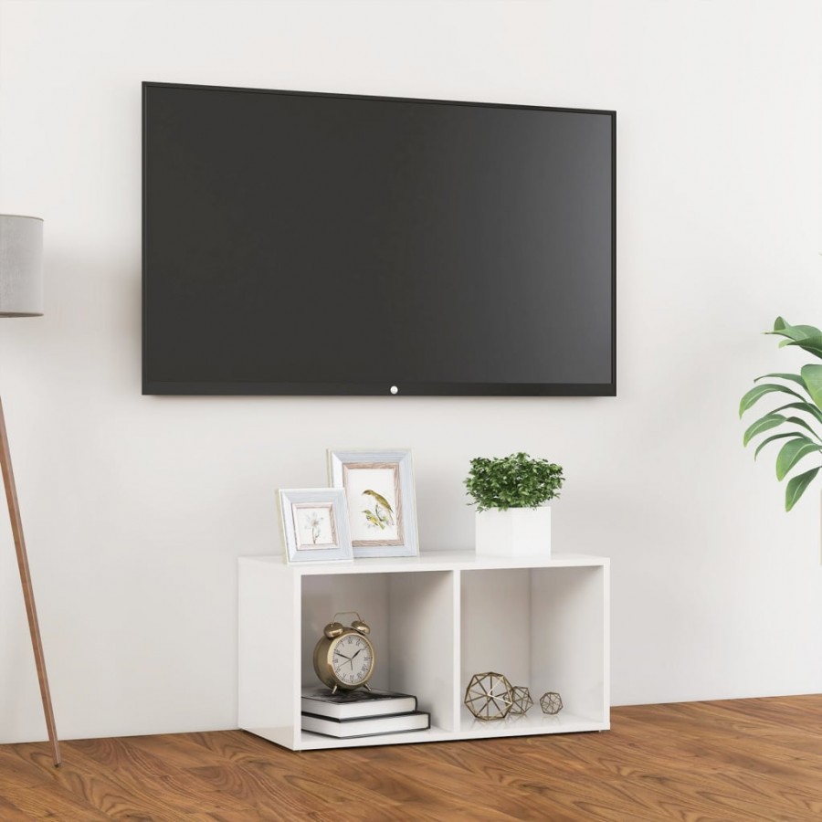 Meuble TV Blanc brillant 72x35x36,5 cm Aggloméré