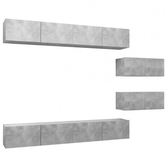 Ensemble de meuble TV 6 pcs Gris béton Aggloméré