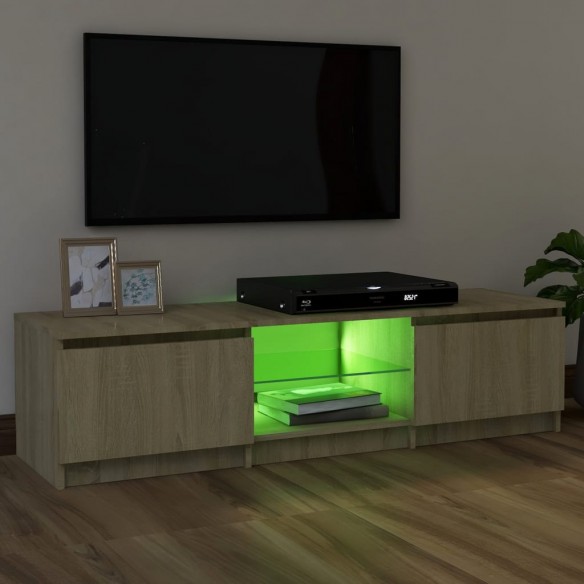 Meuble TV avec lumières LED chêne sonoma 120x30x35,5 cm