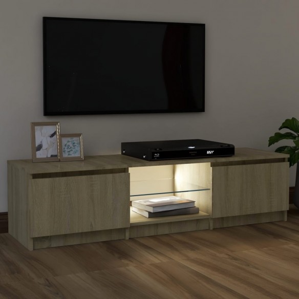 Meuble TV avec lumières LED chêne sonoma 120x30x35,5 cm