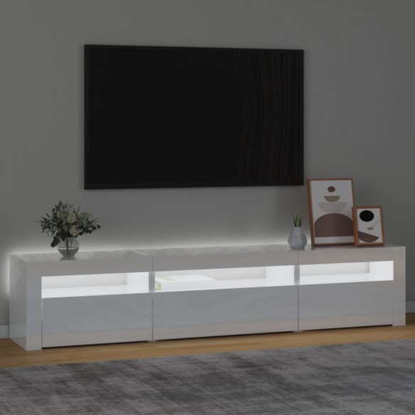 Meuble TV avec lumières LED Blanc brillant 195x35x40 cm