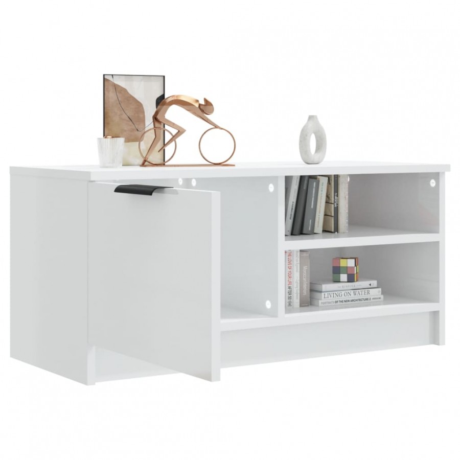 Meuble TV Blanc brillant 80x35x36,5 cm  Meuble TV Blanc brillant 80x35x36,5 cm
