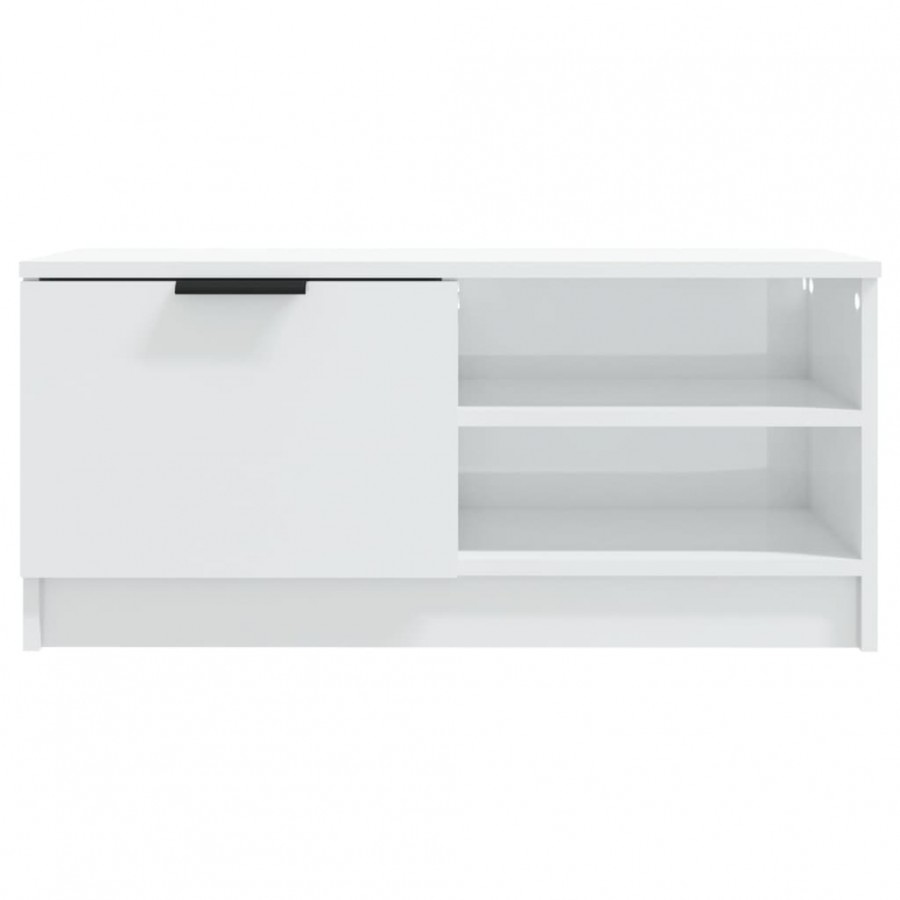 Meuble TV Blanc brillant 80x35x36,5 cm  Meuble TV Blanc brillant 80x35x36,5 cm