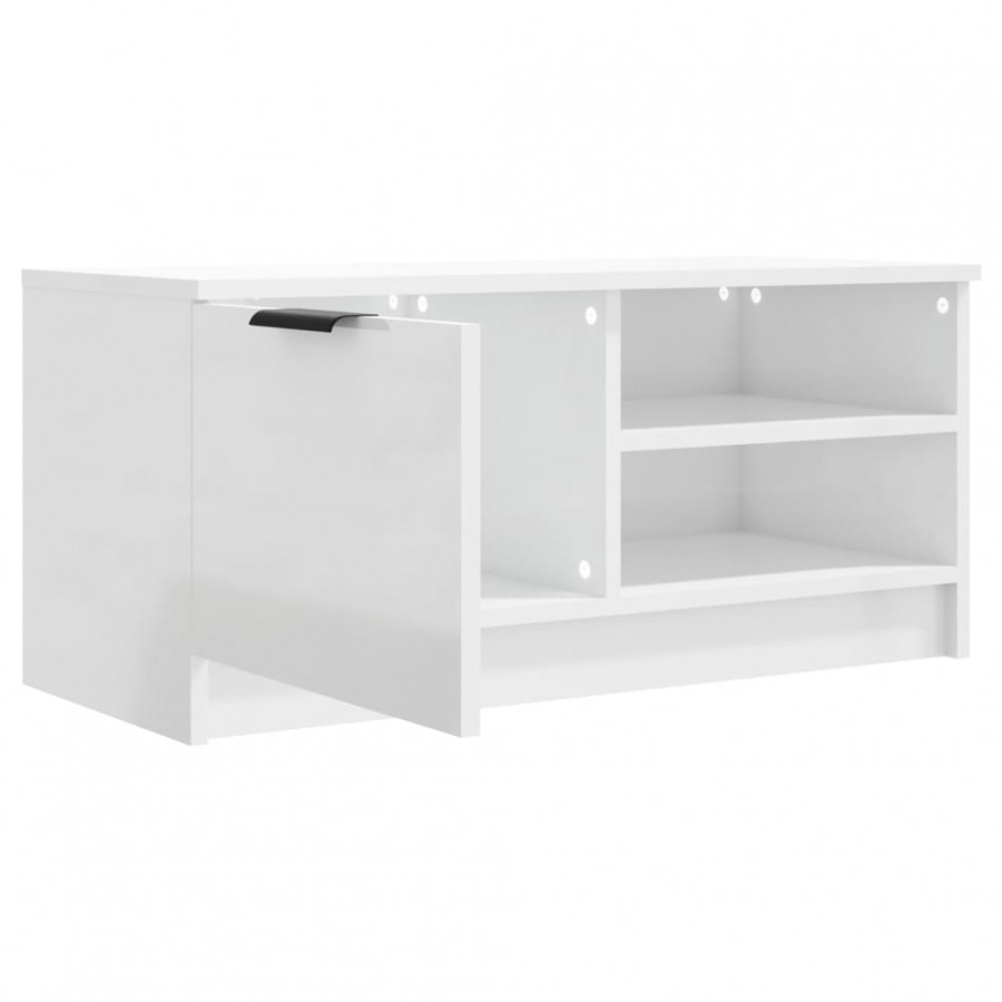 Meuble TV Blanc brillant 80x35x36,5 cm  Meuble TV Blanc brillant 80x35x36,5 cm