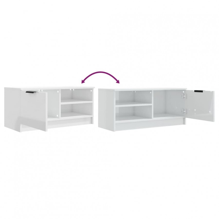 Meuble TV Blanc brillant 80x35x36,5 cm  Meuble TV Blanc brillant 80x35x36,5 cm