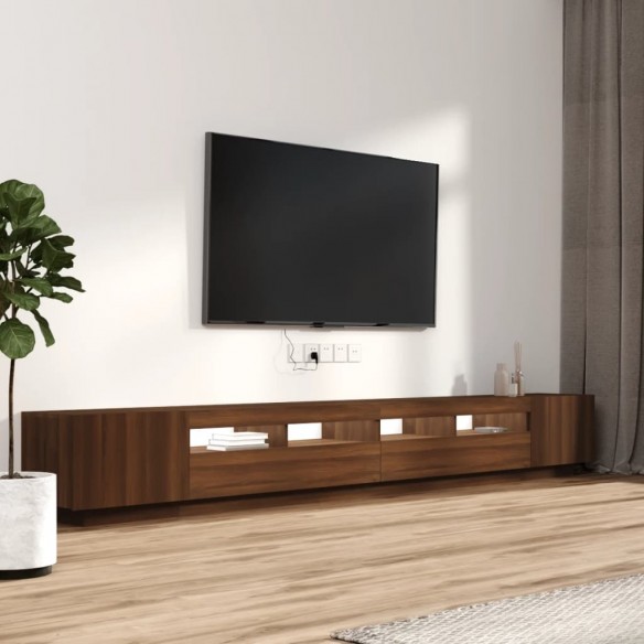 Ensemble de meubles TV avec lumières LED 3 pcs Chêne marron