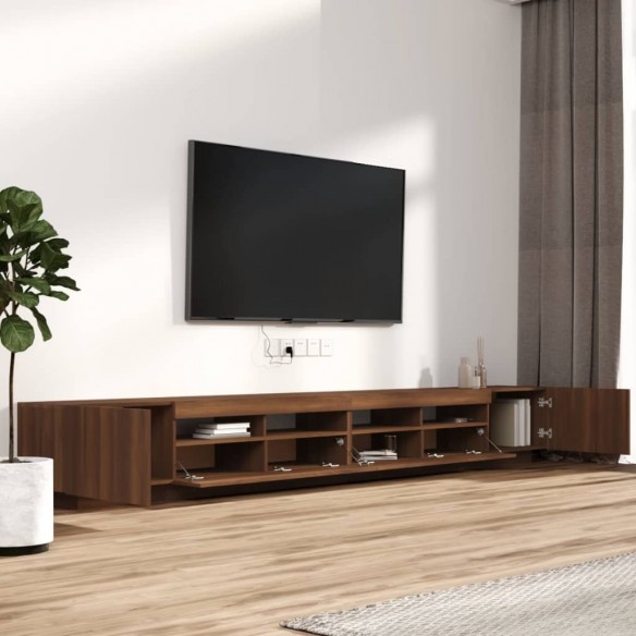 Ensemble de meubles TV avec lumières LED 3 pcs Chêne marron