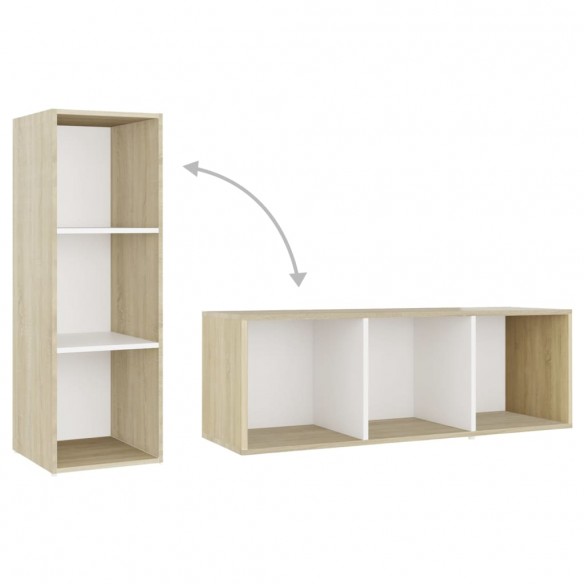 Ensemble de meubles TV 3 pcs Blanc et chêne sonoma Aggloméré