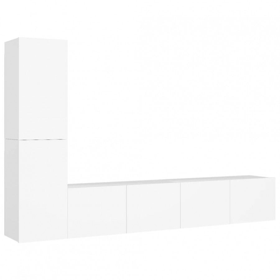 Ensemble de meuble TV 4 pcs Blanc Aggloméré