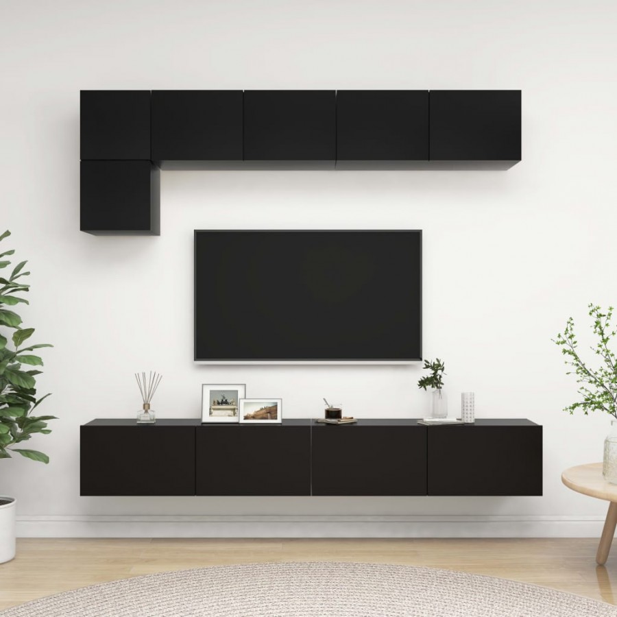 Ensemble de meuble TV 5 pcs Noir Aggloméré