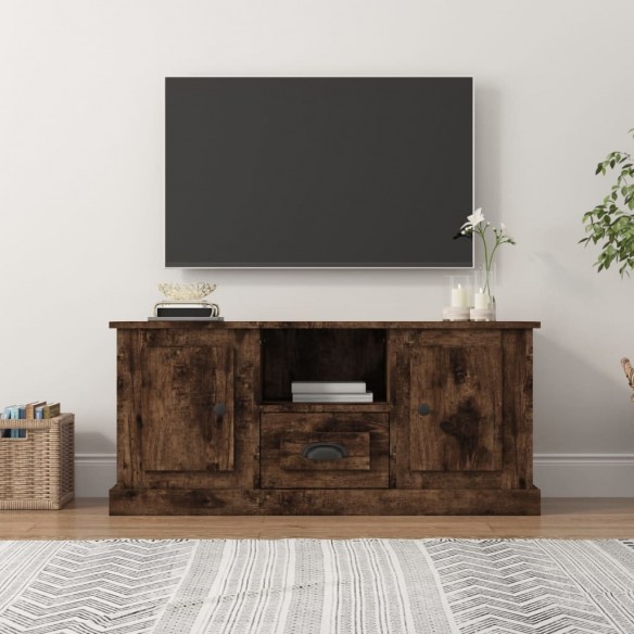 Meuble TV chêne fumé 100x35,5x45 cm bois d'ingénierie