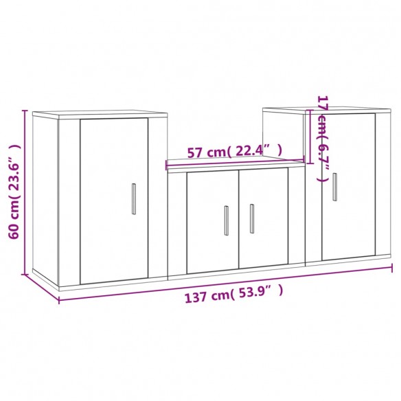 Ensemble de meubles TV 3 pcs Blanc brillant Bois d'ingénierie