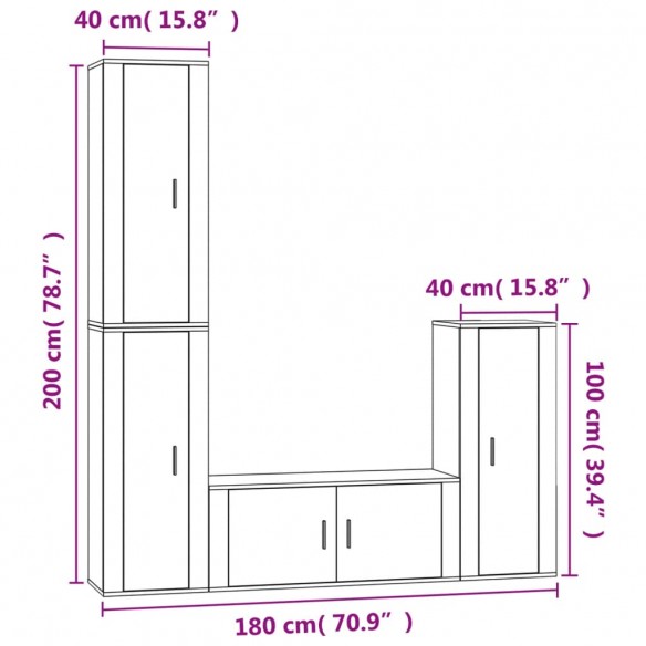 Ensemble de meubles TV 4 pcs Blanc brillant Bois d'ingénierie