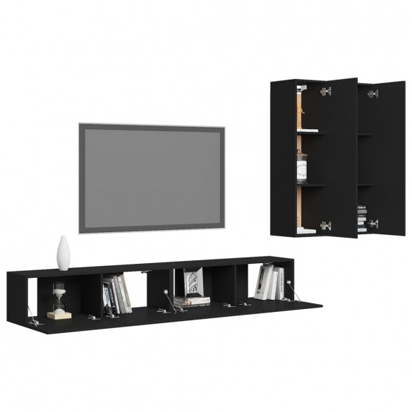 Ensemble de meubles TV 4 pcs Noir Aggloméré