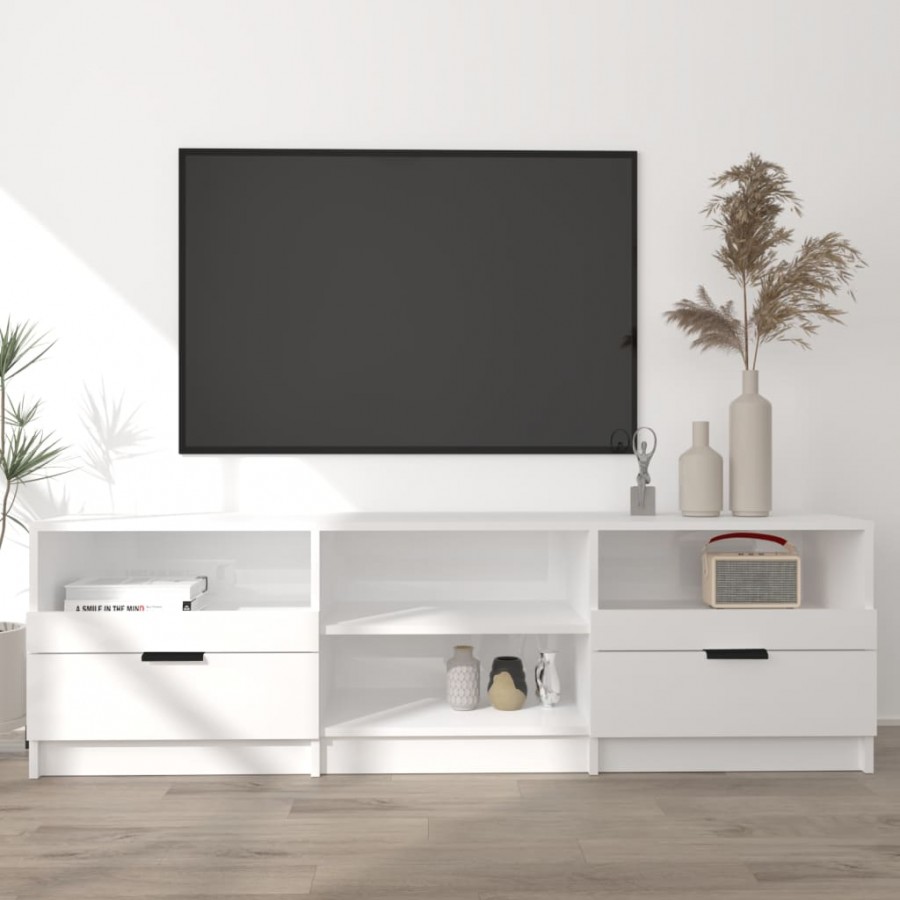 Meuble TV Blanc brillant 150x33,5x45 cm Bois d'ingénierie