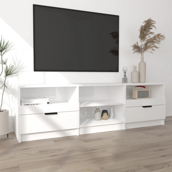 Meuble TV Blanc brillant 150x33,5x45 cm Bois d'ingénierie